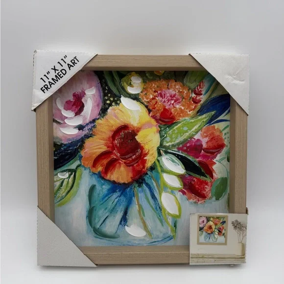 Vibrant Floral Framed Art 11x11‎