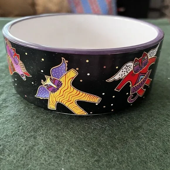 Vintage Laurel Burch Ceramic Bowl Angel Cats Bowl 5 1/4