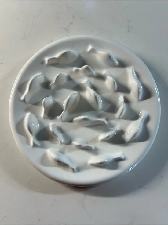 Slow-feeding treats dish for cats