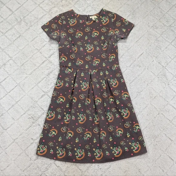 Matilda Jane Dress Womens S Brown Floral Maja Ponte Knee Length Cap Sleeve
