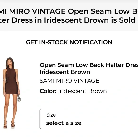 SAMI MIRO VINTAGE Brown Halter Mini Dress