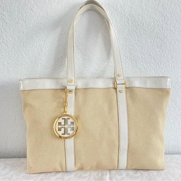 Tory Burch Beige and White Tote