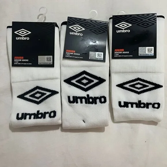 Umbro Junior Soccer Socks. Shoe size 3-9. 3 pairs!