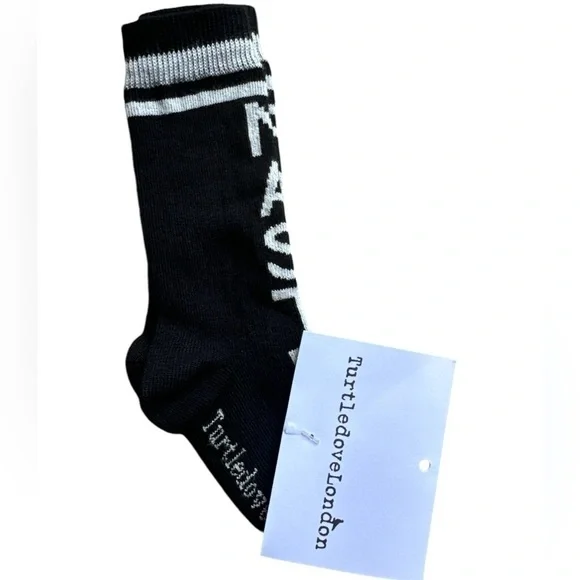 NWT Turtledove London MASTER PIECE Socks Black White 6-12 Mths