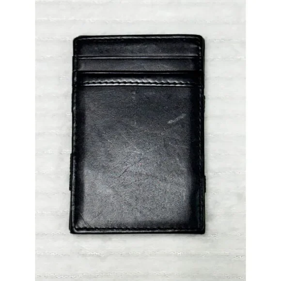 J. CREW Bi-fold Wallet Card Case, Black Leather