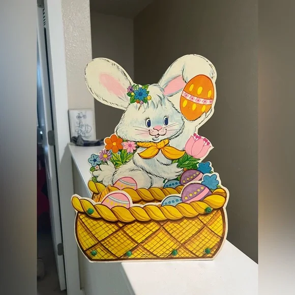 Vintage Cardboard Standing Easter Bunny Rabbit