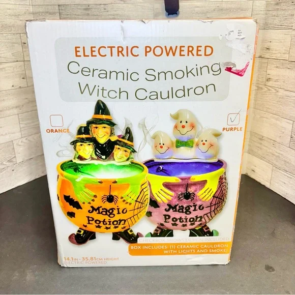 Witch Smoking Cauldron LED Lighted Electric‎ 14