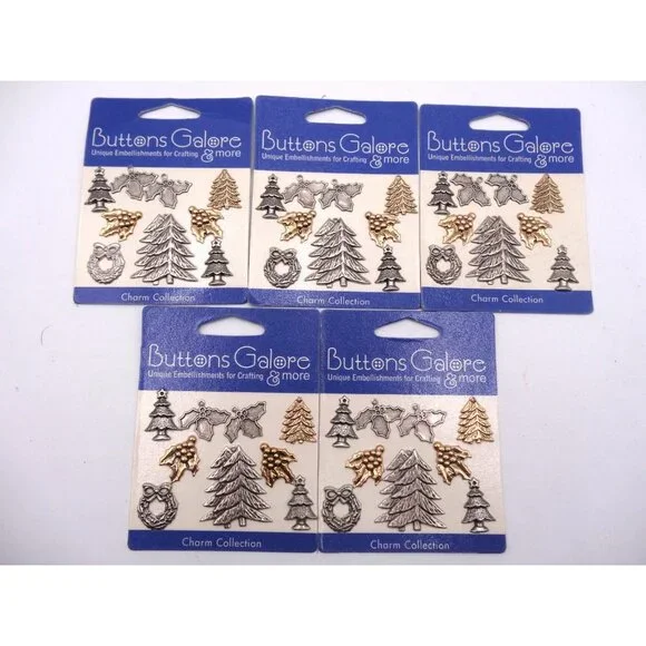 Buttons Galore & more Charm Collection Christmas‎ theme  Charms 5 New Packs