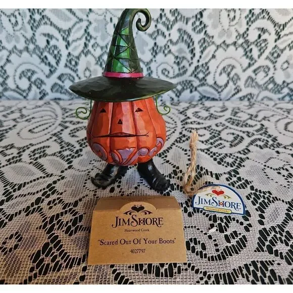 Jim Shore Orange Pumpkin with Green Witch Hat