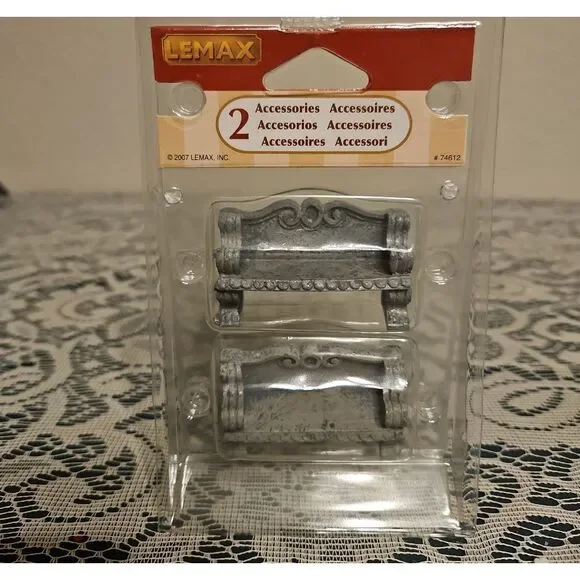 Lemax Silver Decorative Bench Holiday Village Accessories