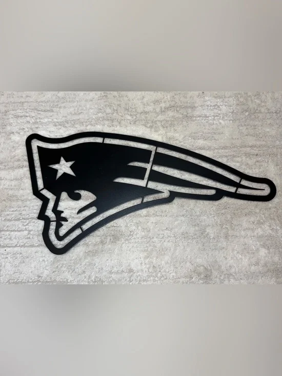New England Patriots Metal Wall Art Black Football Fan Decor NFL Style Sign NEW
