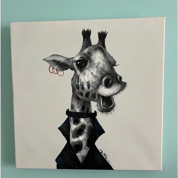 Glam Giraffe canvas wall art kids baby rooms