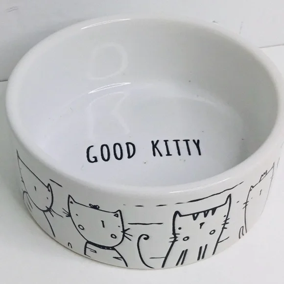 Kitten Cat Bowl White With GOOD KITTY Inside 4.5” Wide 1.75” Deep