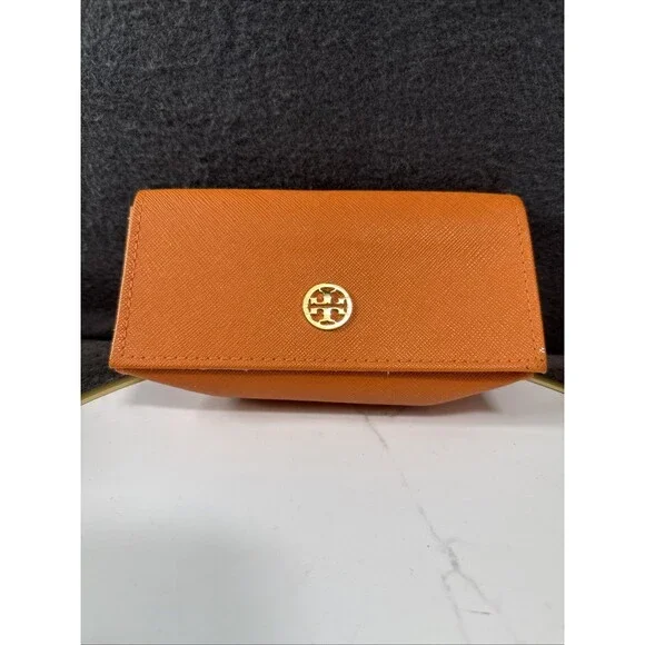 Tory Burch Orange Semi Hard Sunglasses Eyeglasses Case Clamshell Protective Case