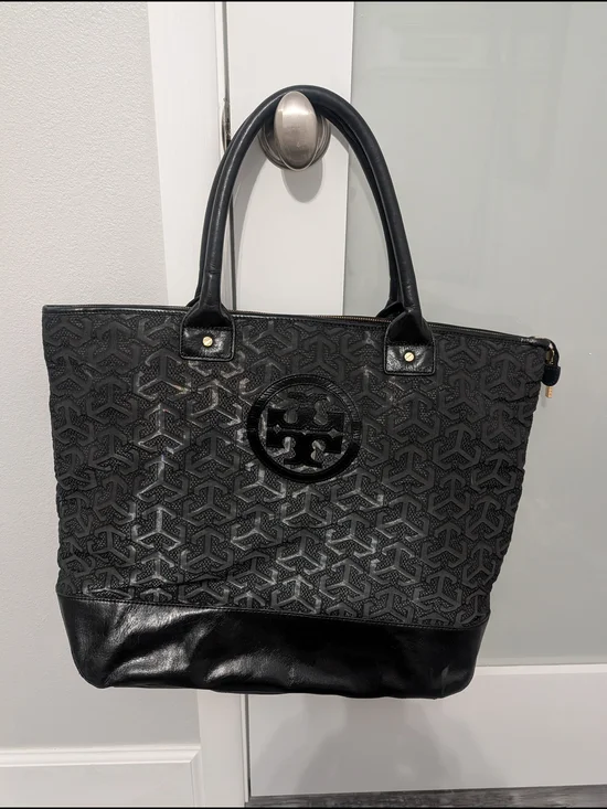 Tory Burch Jayden Mesh Black Logo Tote