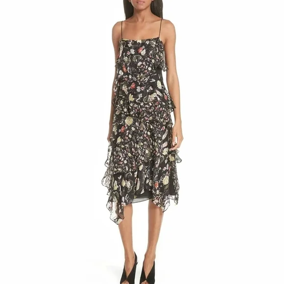 NEW Jason Wu Grey | Painted Floral Silk Chiffon dress 2‎