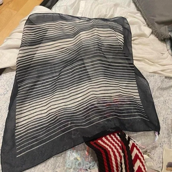 Blue and White Striped Scarf