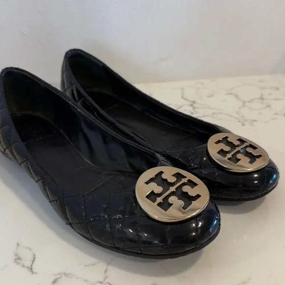 Tory Burch Black Leather Flats 8M
