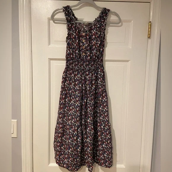 Floral Smocked Button-Front Midi Sundress