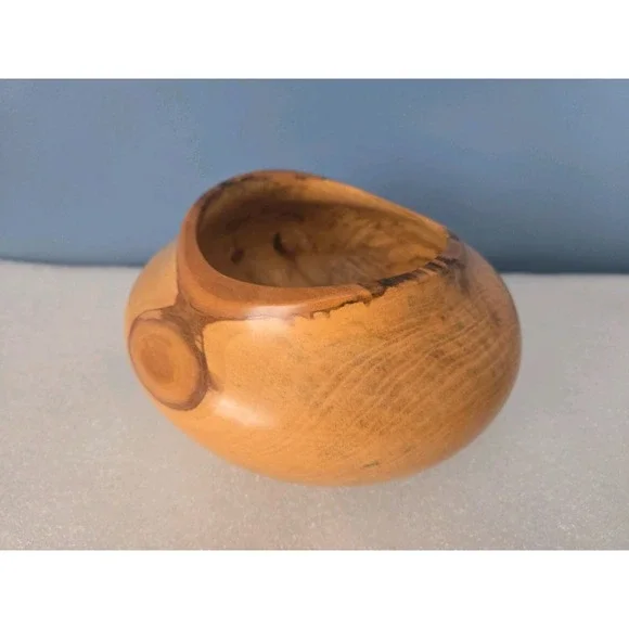 Hand Turned Spalted Maple Wood Bowl Signed