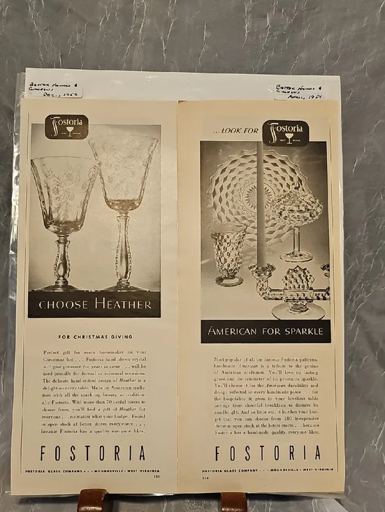 Fostoria Glass Advertising Print - Heather and American for Sparkle