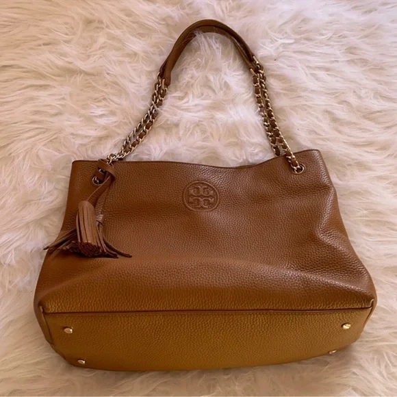 BROWN TORY BURCH LEATHER TOTE