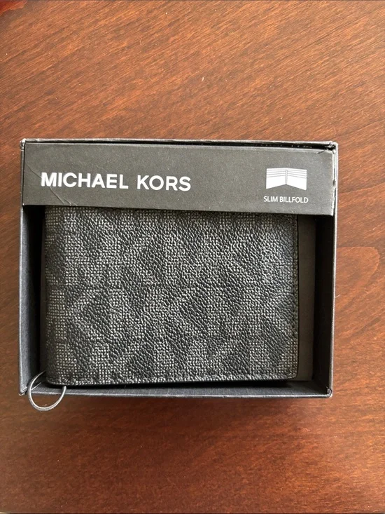 Michael Kors Men's Black Textured Slim Billfold Wallet