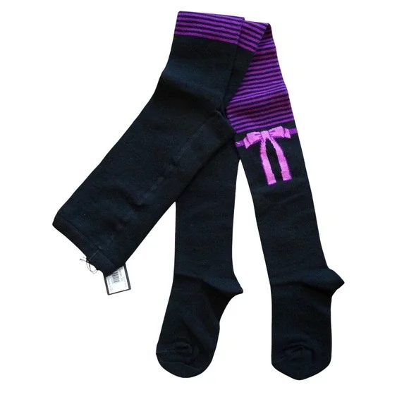 Little Marc Jacobs Bow Tight Kids 12 Black Purple‎ Striped Stretch Preppy