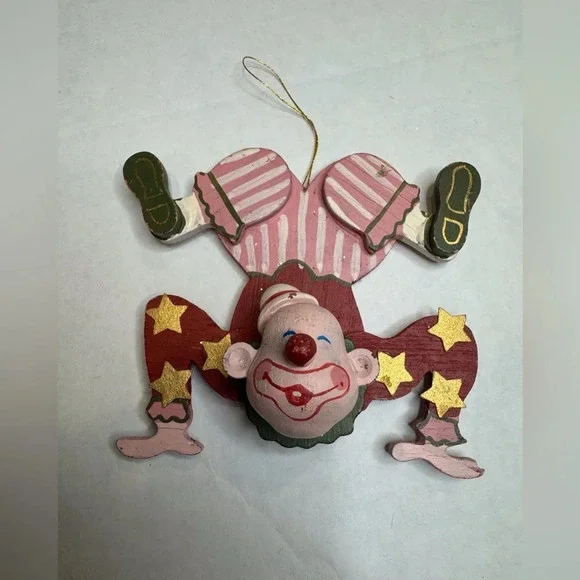 Vintage Clown‎ Wooden Ornaments Wooden Silly Clown