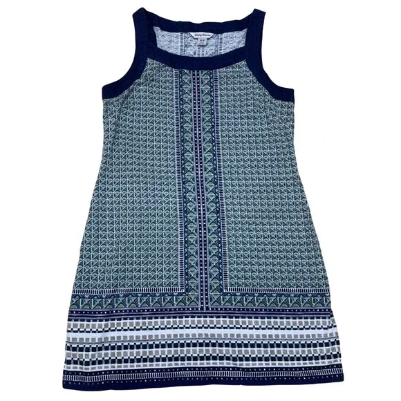 Tommy Bahama Womens Blue Geometric Tile Print Sleeveless Shift Dress Size M