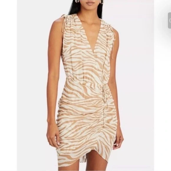 Veronica Beard Soheyla Silk Dress Women’s Size‎ 0 Mini Zebra Print Cream