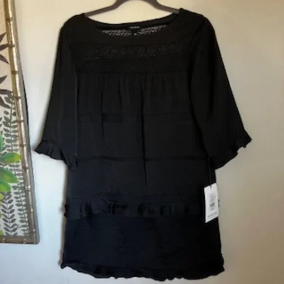 🧡3/15 NWT Who What Wear Black Crochet Lace Goth Witchy Dress Women's M