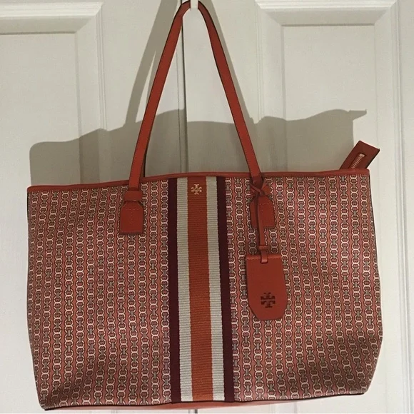 Tory Burch large Gemini link tote bag orange