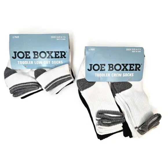 Joe Boxer Toddler Crew Socks - White and Gray