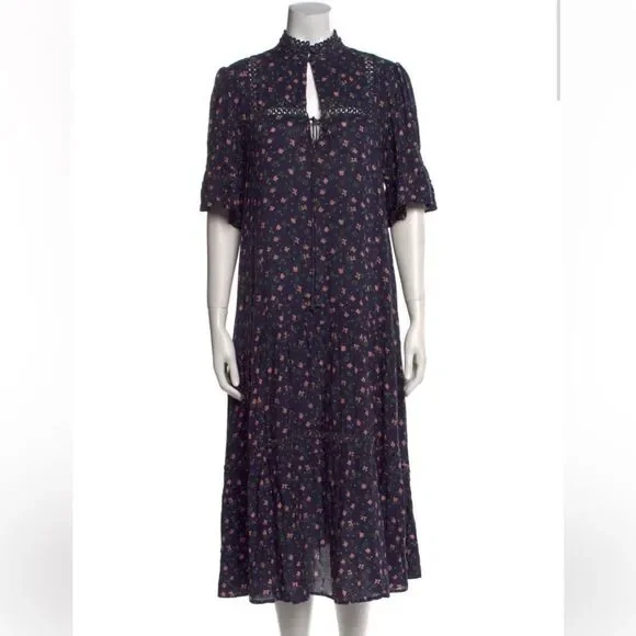 Apiece Apart Navy Floral Midi Dress size 0