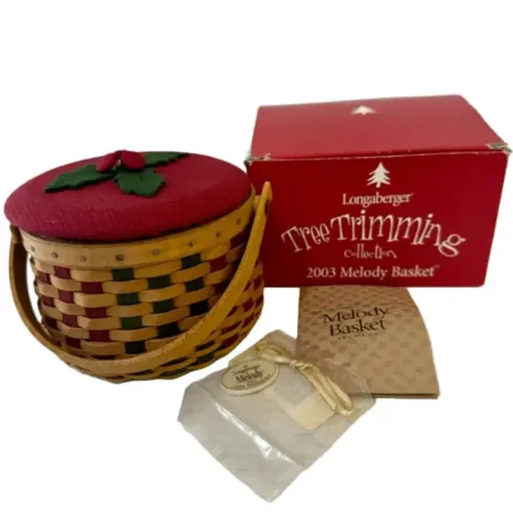 Longaberger‎ Tree Trimming Collection 2003 Melody Basket and Tie On Vintage USA