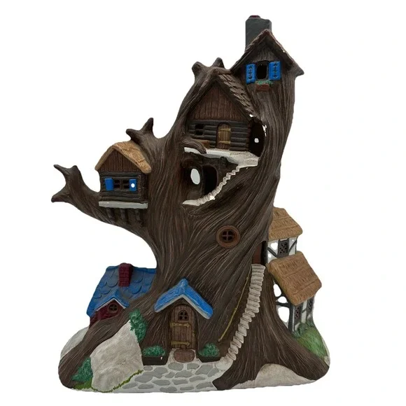 Vintage Handpainted Ceramic Fairy Treehouse 13