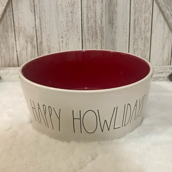 Rae Dunn Happy Howlidays Large Pet Bowl