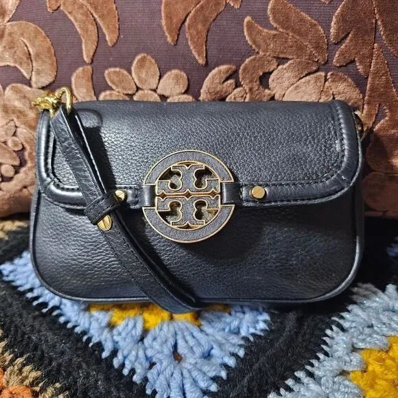 Tory Burch Black Crossbody Bag with Gold Accents