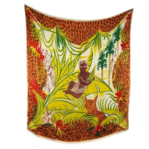 Peter Todd Mitchell Scarf Jungle Animal Print Vintage Leopard Native Tiger