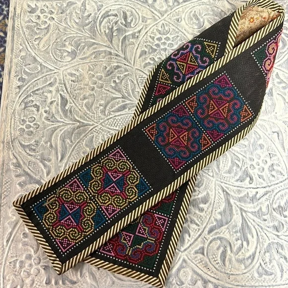 Hmong Vintage Cross Stitch Belt or Wall Art. Vibrant Colors Excellent Condition