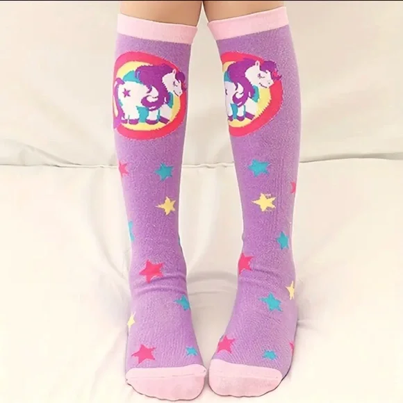 NWT! Girls’ Cute & Cozy Cartoon Knee-High Socks