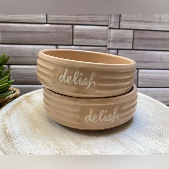 Raedunn “delish“cat & small dog bowls 🐱 🐶 set of 2 dusty pink New