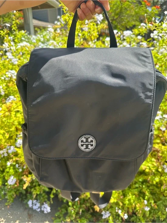 Tory Burch Black Nylon Backpack Gold Hardware