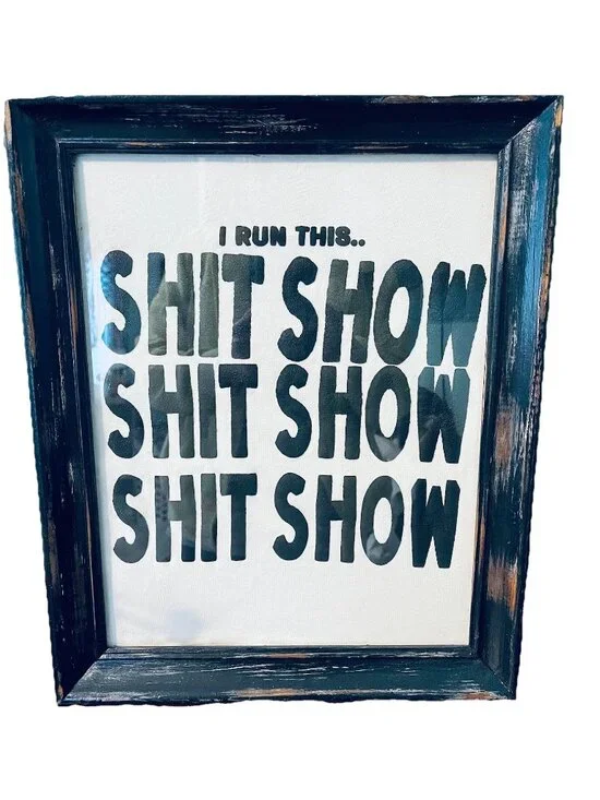 Wall Art Hanging Picture Funny Saying Wood Frame Distressed Man Cave Bathroom