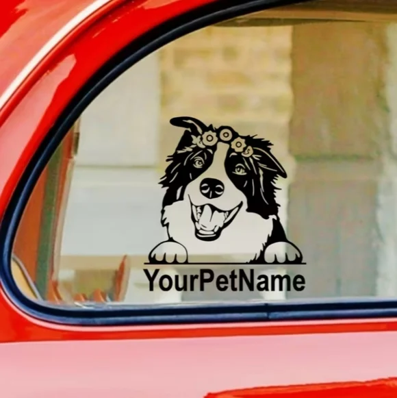 My Border Collie Custom Name Animal Dog‎ Vinyl Graphic Auto Laptop Decal Sticker