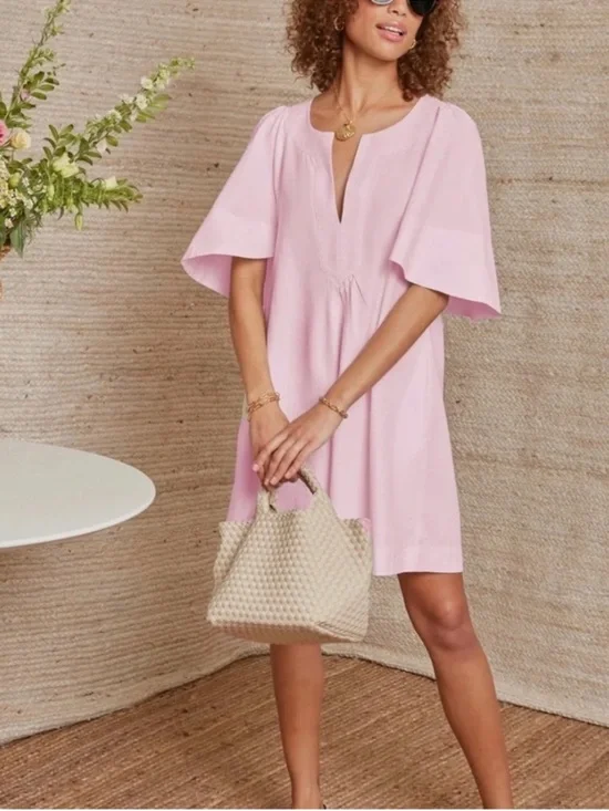 Tuckernuck Pomander Place Finley Flutter Sleeve Mauve Pink Mini Dress Size XS