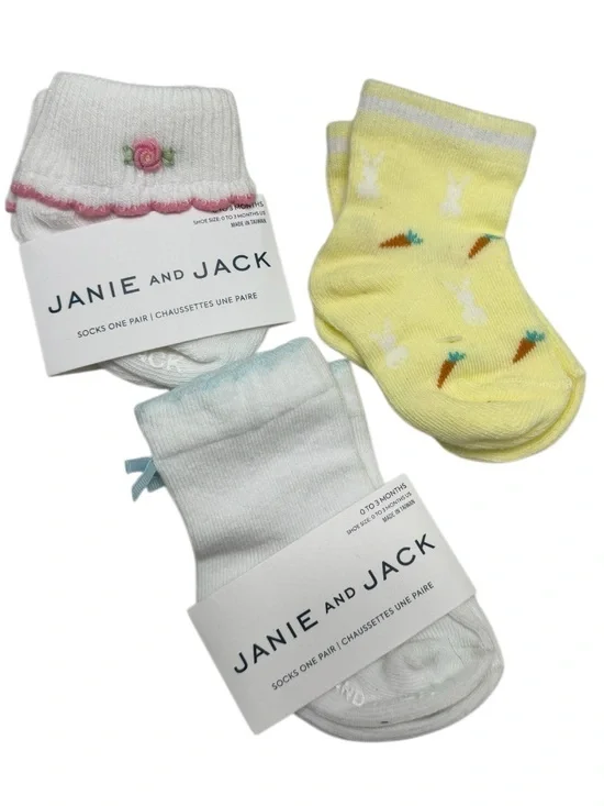 Janie and Jack Baby Sock Trio in Yellow, White, Pink