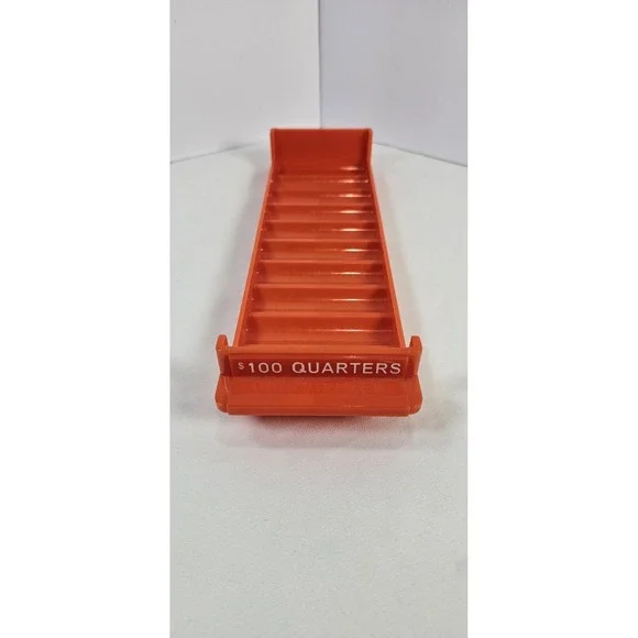 1 Major Metalfab MMF $100 Quarters Orange Coin Roll Tray Bank Teller Money Tray‎