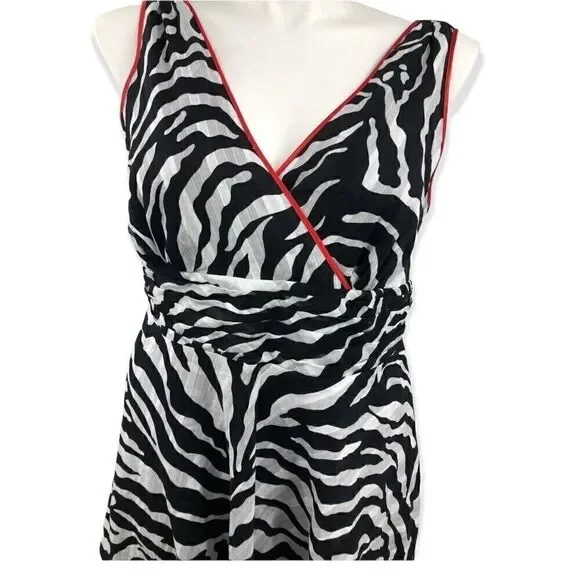 Amanda Lane zebra print sleeveless V neckline dress